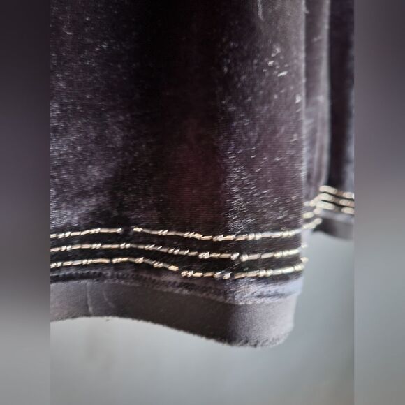 Abercrombie and Fitch Black Velvet Beaded Trim Cross Back Tank Top Sz M - Picture 5 of 9